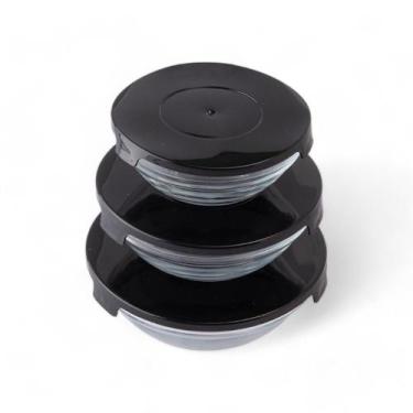 Imagem de Conjunto de Potes Bowls de Vidro com Tampa 3 Unidades Preto - CLINK