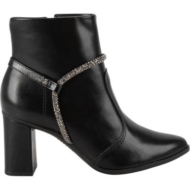 Imagem de Bota Feminina Casual Dia a Dia Passeio Festa com Strass Salto Médio Bico Fino Cano Baix...