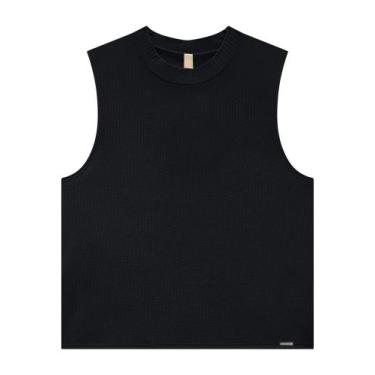 Imagem de Blusa Cropped Canelada Gola Alta, Manga Cavada mais Alongado - Lunende