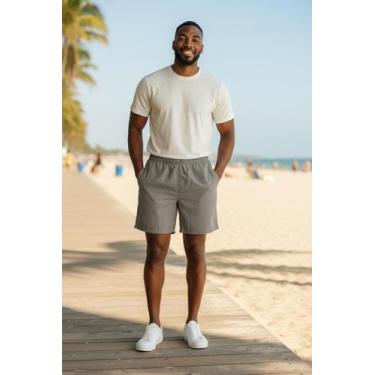 Imagem de Bermuda short tactel com elastano masculino - ALLBOY, Bege, P