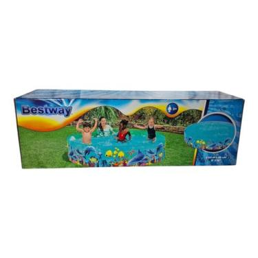 Imagem de Piscina Infantil Grande 2074 Litros Redonda Cor Azul Peixes - Bestway
