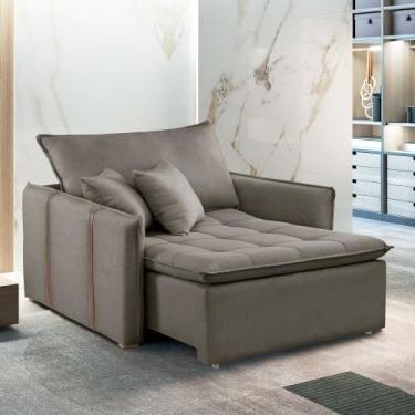 Imagem de Poltrona Cama em Veludo Bege Escuro Detroid 110cm Yescasa