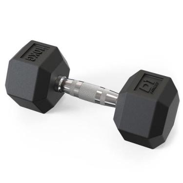 Imagem de Halter Sextavado Emborrachado Cor Preto - 10kg - D1 Fitness