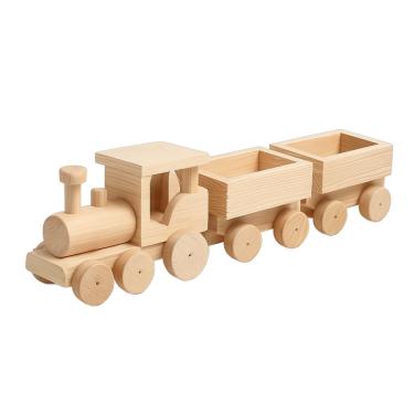Imagem de Brinquedo Infantil Trenzinho Vagões Madeira Pinus Acabamento Extra Fino Amadeirado Artesanal