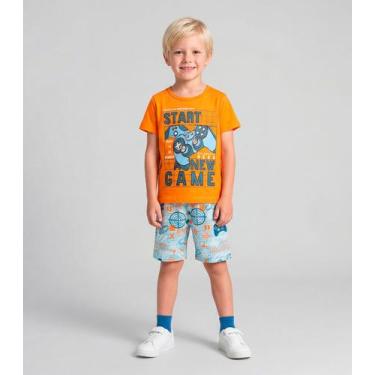 Imagem de Pijama Infantil Masculino Brilha No Escuro Kappes Laranja, 2, Laranja