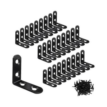 Imagem de Suportes Em L De Aço Inoxidável Preto 30 50pcs Braçadeiras De Canto Em