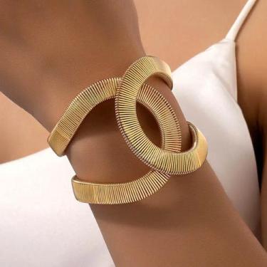 Imagem de Bracelete Pulseira Grossa Feminina Dourado Prateado Moda Ajustavel Fas