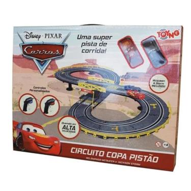 Imagem de Pista Elétrica 52403 Circuito Copa Pistão com Controle e Carrinhos Mcqueen e Storm Plástico Toyng