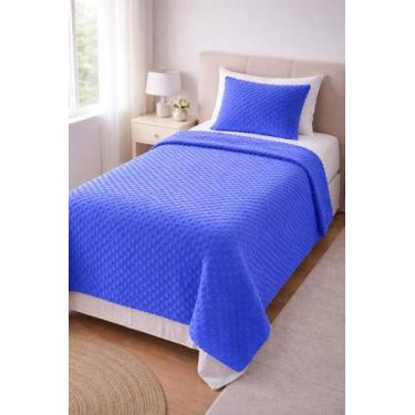 Imagem de Cobertor Flannel Solteiro Bolinha Com 01 Fronha - NoBrand, Azul Escuro