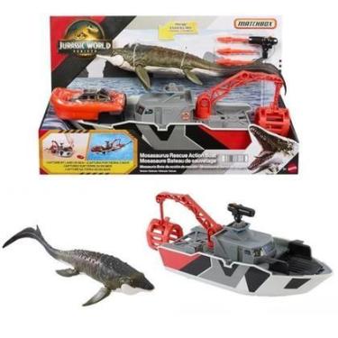 Imagem de Barco de Resgate Dinossauro Mosasaurus Jurassic World Matchbox MATTEL 