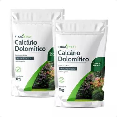 Imagem de Kit 2 x 1 Kg Calcário Dolomítico Maxgreen Corretivo Acidez Do Solo