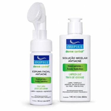 Imagem de Kit Antiacne Nupill Derme Control: Espuma Facial 150ml e Solução Micel