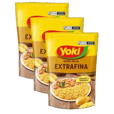 Imagem de kit 3 Batata Palha Extrafina Yoki Sachê 100g