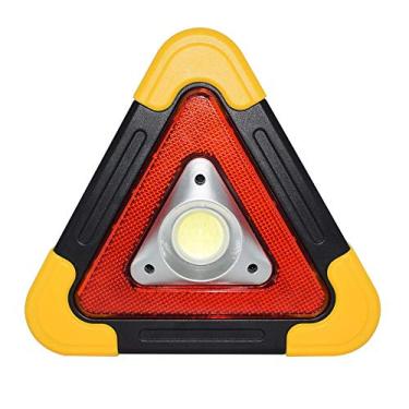 Imagem de Triangulo Sinalizador Veicular Alerta Solar Emergencia LED Recarregavel Acampamento
