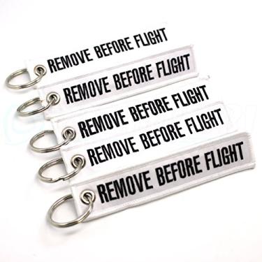 Imagem de Chaveiros Rotary13B1 Remove Before Flight - Branco - Pacote com 5