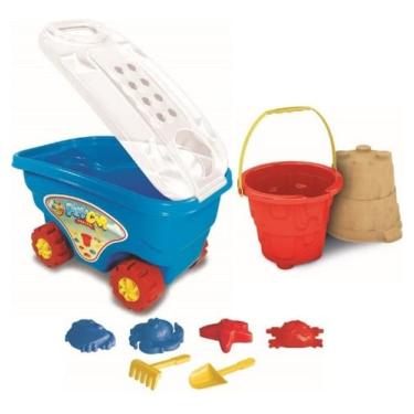 Imagem de GGB Plast Kit Brinquedo para Praia Infantil Carrinho De Puxar com Baldinho