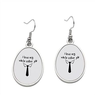 Imagem de Brinco I Love my White Collar Job - Brincos pendentes para meninas - Presente de festa de aniversário dos namorados