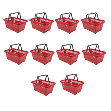 Imagem de Cesto de Compras D100 Dellaplast 16l 45x29x19 Vermelho Kit10
