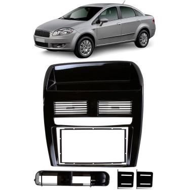 Imagem de Moldura De Painel 2 Din Fiat Linea 2008 2009 2010 2011 2012 2013 2014 - Black Piano