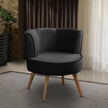 Imagem de Poltrona Para Sala Decorativa Isa Suede Preto Adonai Estofados