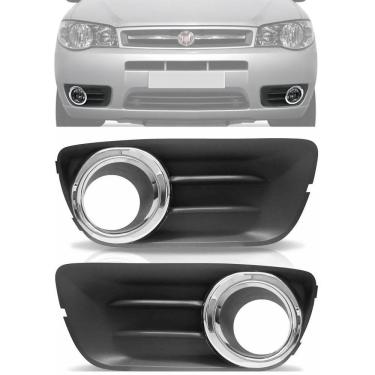 Imagem de Par Moldura Farol de Milha Fiat Palio e Siena Economy 2009 2010 2011 2012 2013 2014 - Com Aro Cromado