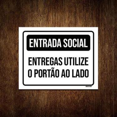 Imagem de Placa Preta - Entrada Social Entrega Utilizar Ao Lado 27X35