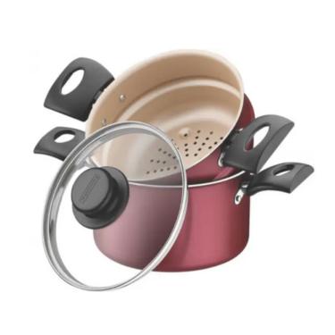 Imagem de Cuscuzeira Cozi Vapore Alumínio 2 Peças 16cm Turim Tramontina