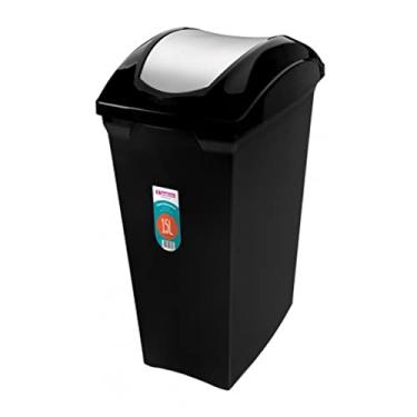 Imagem de Lixeira 15L Tampa Cesto De Lixo Basculante Plástica Cozinha Aramados Embutivel Deslizante - SR62 Sanremo - Preto