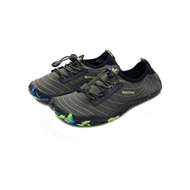 Imagem de Bestgift Men/Women's Wide Toe Minimalist Trail Running Shoes Wave Army Green 37