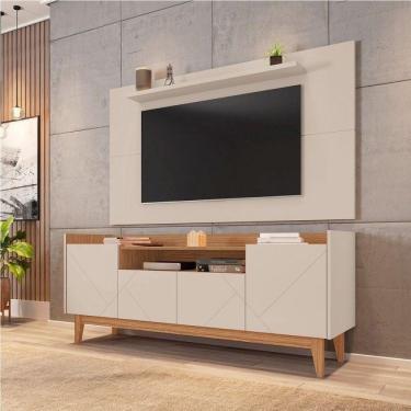 Imagem de Rack com Painel para TV até 60 Polegadas Retrô Adria Esmeralda Casa D Off White/Noce 2