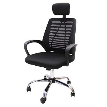 Imagem de Cadeira De Escritório Presidente Simples Ergonômica Tela Mesh Simples Com Apoio e Sistema Relax Ribs Preta