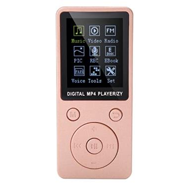 Imagem de Leitor de música MP4 portátil com tela, equipado com fone de ouvido, suporta cartão de memória de até 32G, suporta música, rádio, gravação, vídeo, e-book, cronômetro integrado (ouro rosa)