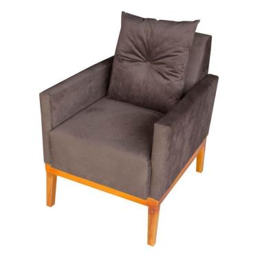 Imagem de Poltrona Para Sala Decorativa Com Almofada Marrom Lilies Móveis
