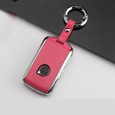 Imagem de CSHU Porta-chaves do carro Capa do porta-chaves do carro Bolsa com anel, adequado para Volvo XC40 XC60 S90 XC90 V90 2017 2018 T5T6 T8 2015 2016, vermelho