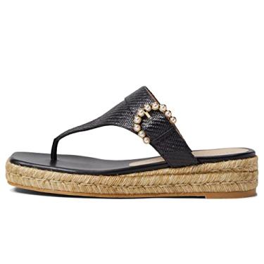 Imagem de Stuart Weitzman Pearl Buckle Espadrille Sandal Black 5 M