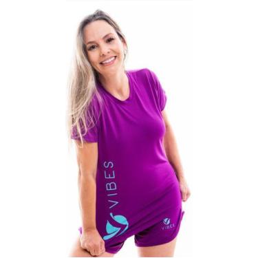 Imagem de Camiseta Feminina Roxa Com Proteção Uv50+ - Vibes