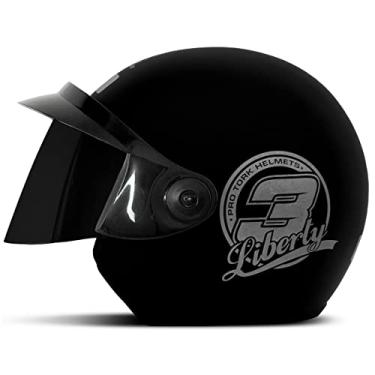Imagem de CAPACETE ABERTO PRO TORK LIBERTY 3 SOLID PRETO FOSCO TAM. 56 VIS. FUMÊ