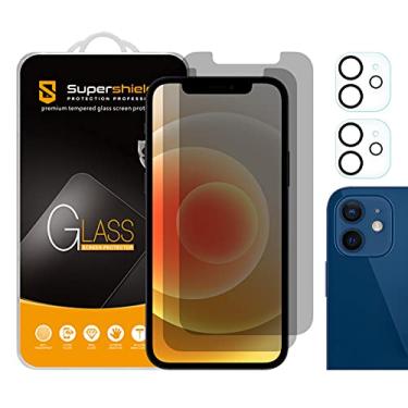 Imagem de Protetor de tela antiespião Supershieldz Privacy projetado para Apple iPhone 12 (6,1 polegadas) + lente da câmera [vidro temperado], antiarranhões, sem bolhas
