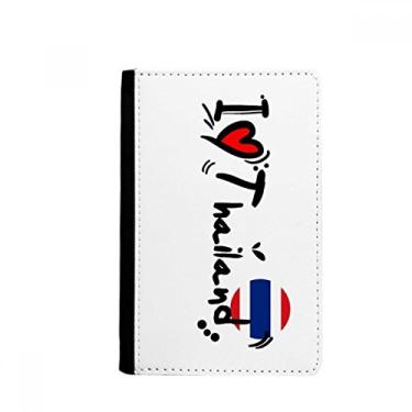 Imagem de I Love Thailand Word Flag Love Heart Illustration Passport Holder Notecase Burse Wallet Cover Card Purse, Multicolor