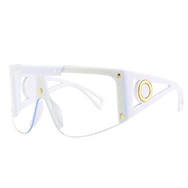 Imagem de Óculos de sol grandes de luxo de uma peça para mulheres vintage óculos de sol quadrado arqueado masculino perna larga sem aro hip hop, 8, tamanho único