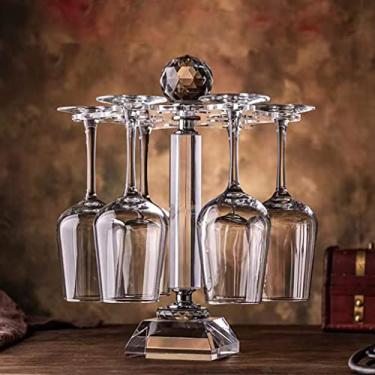 Imagem de Mylifestyle Elegante Suporte de Taça de Vidro Cristal para Mesa / Suporte Giratório de 8 Taças de Vinho Suporte de Secagem a Ar (Copo de Vinho Não Incluído) (Grande) Transparente