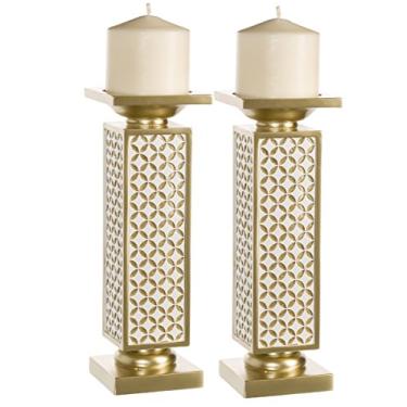 Imagem de Creative Scents Schonwerk Castiçais de pilar de treliça de diamante, conjunto de 2 decorações de mesa de centro de mesa, decoração de casa para sala de jantar/sala de estar