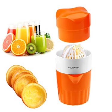 Imagem de Espremedor manual de suco de laranja cítrico com tampa de rotação manual para toranja de limão com coador e recipiente, 2 xícaras