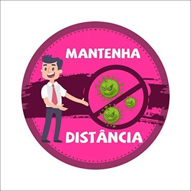 Imagem de Adesivo P/Chão Mantenha Distância Rosa 10 Unidades Mod03