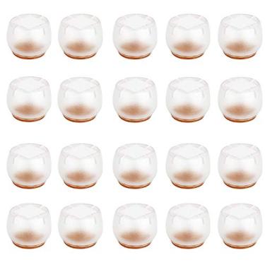 Imagem de Maydahui – Protetor de piso para cadeiras redondas de silicone para móveis, cobertura circular de pés, redonda, 15 cm a 3 cm, Transparent, 20 Pack Round 1-1/4" to 1-1/2"