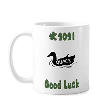 Imagem de Wild Birds Quack Duck Cucoloris Good Luck 2021 Caneca cerâmica café porcelana copo talheres