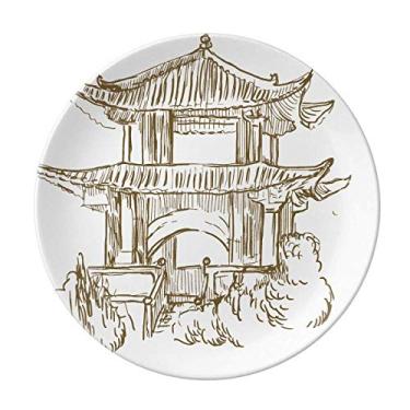 Imagem de China Landmark Placa de desenho de madeira decorativa de porcelana Salver louças de jantar