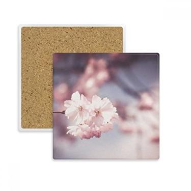 Imagem de Porta-copos quadrados de flores brancas, rosa e brancas, para bebidas, 2 peças, presente