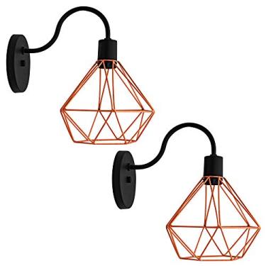 Imagem de Combo Kit com 2 Arandela Luminária Diamante Metal 29cm Cobre