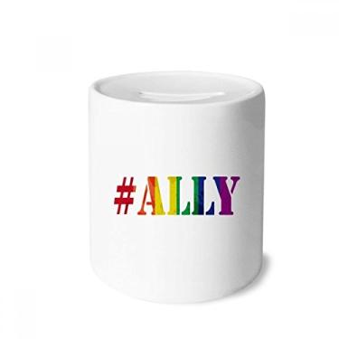 Imagem de DIYthinker Caixa de cerâmica com estampa de arco-íris Ally LGBT porta-moedas para presente de cofrinho